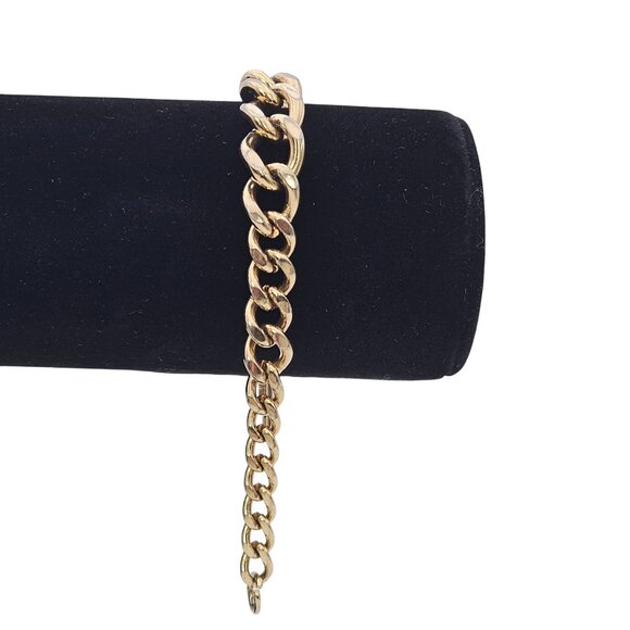 VTG Gold Toned Cuban Chain Link Wristlet Bracelet Classy Elegant Business Casual - Picture 4 of 15